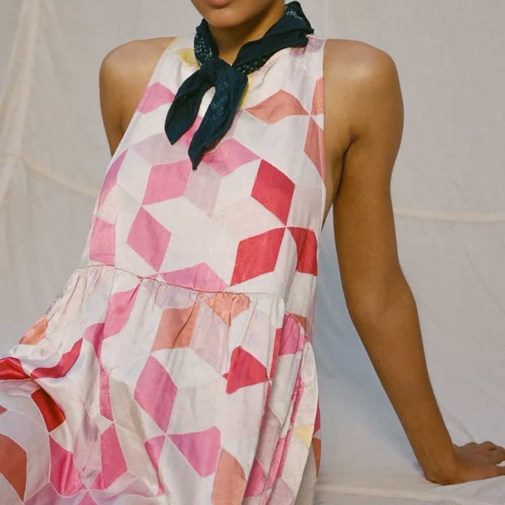 Kimchi Blue Milly Silky Quilted Halter Dress